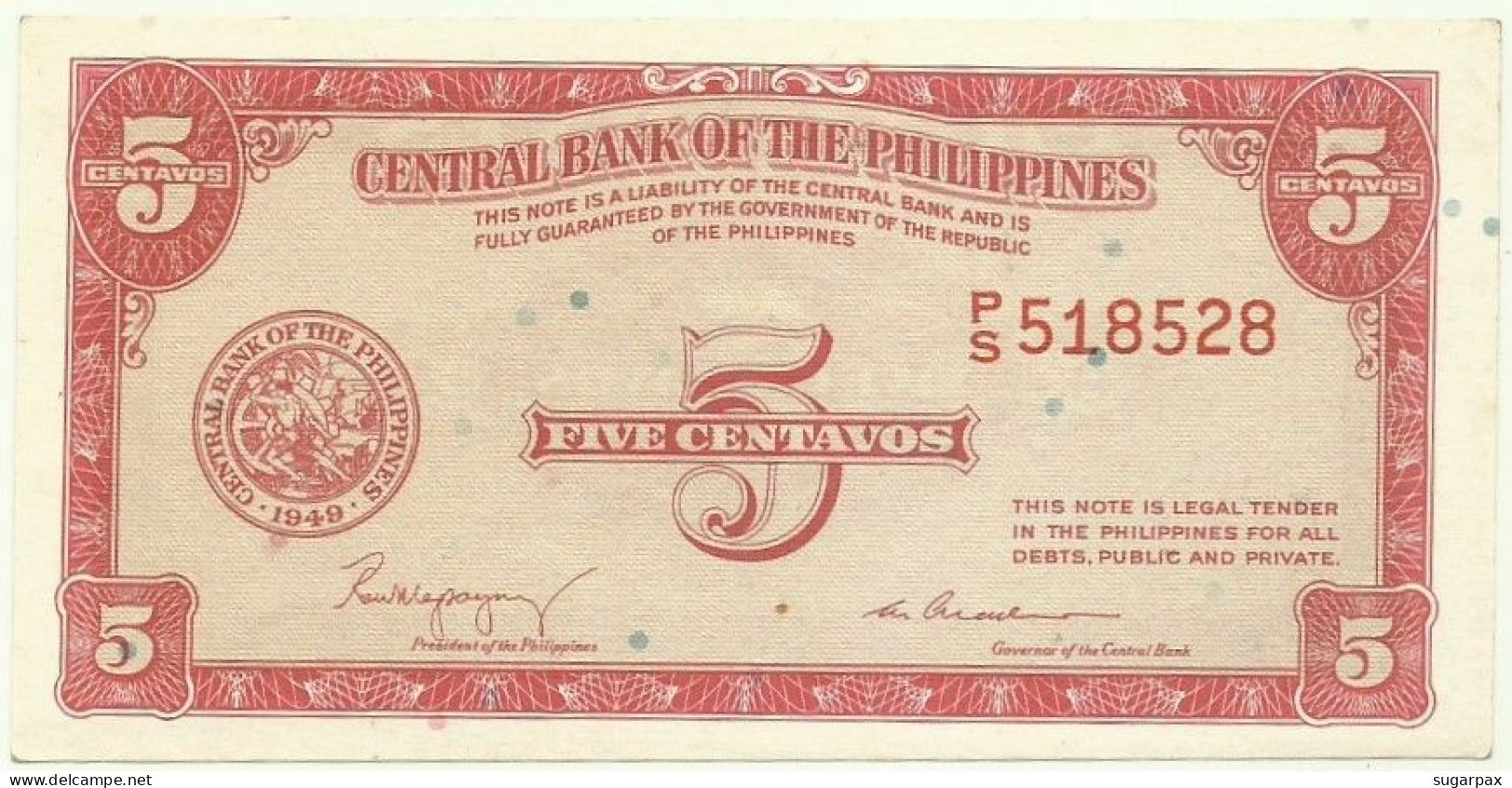 Philippines - 5 Centavos - ND ( 1949 ) - Pick 126 - Sign. 2 - Serie P/S - Philippines