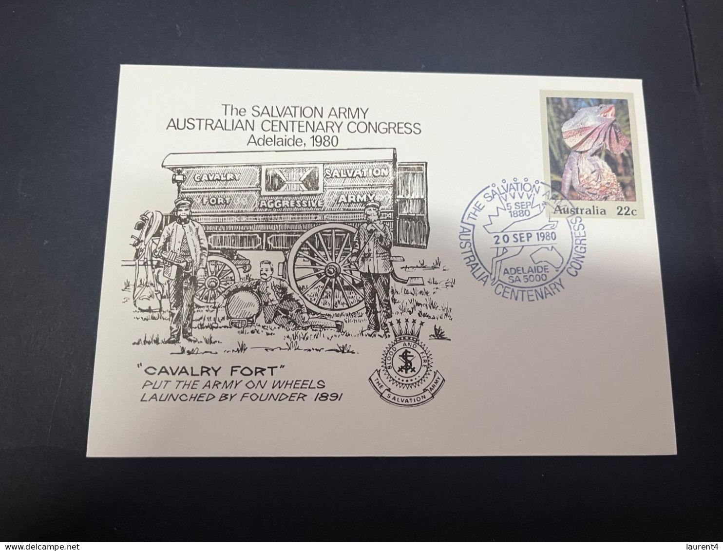 2-5-2024 (3 Z 39) Australia FDC (1 Covers) 1980 - Salvation Army Australian Centenary Congress In Adelaide (Frill Lizard - Premiers Jours (FDC)