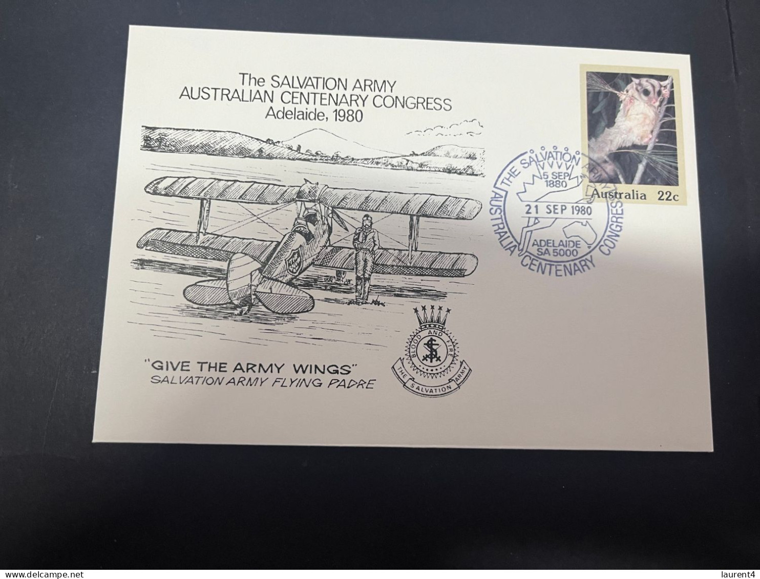 2-5-2024 (3 Z 39) Australia FDC (1 Covers) 1980 - Salvation Army Australian Centenary Congress In Adelaide (S. Glider) - Sobre Primer Día (FDC)