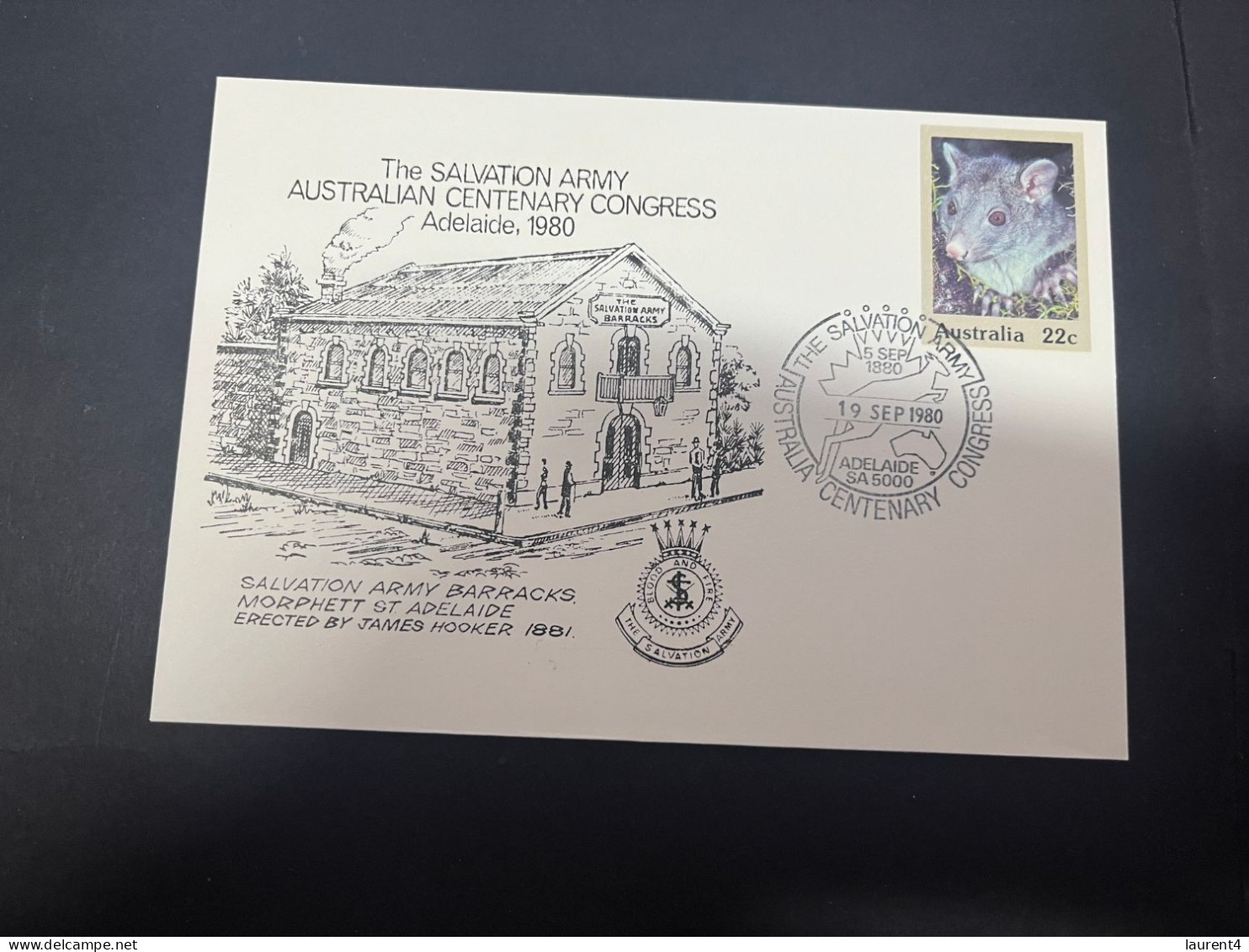 2-5-2024 (3 Z 39) Australia FDC (1 Covers) 1980 - Salvation Army Australian Centenary Congress In Adelaide (Brushtail) - Sobre Primer Día (FDC)