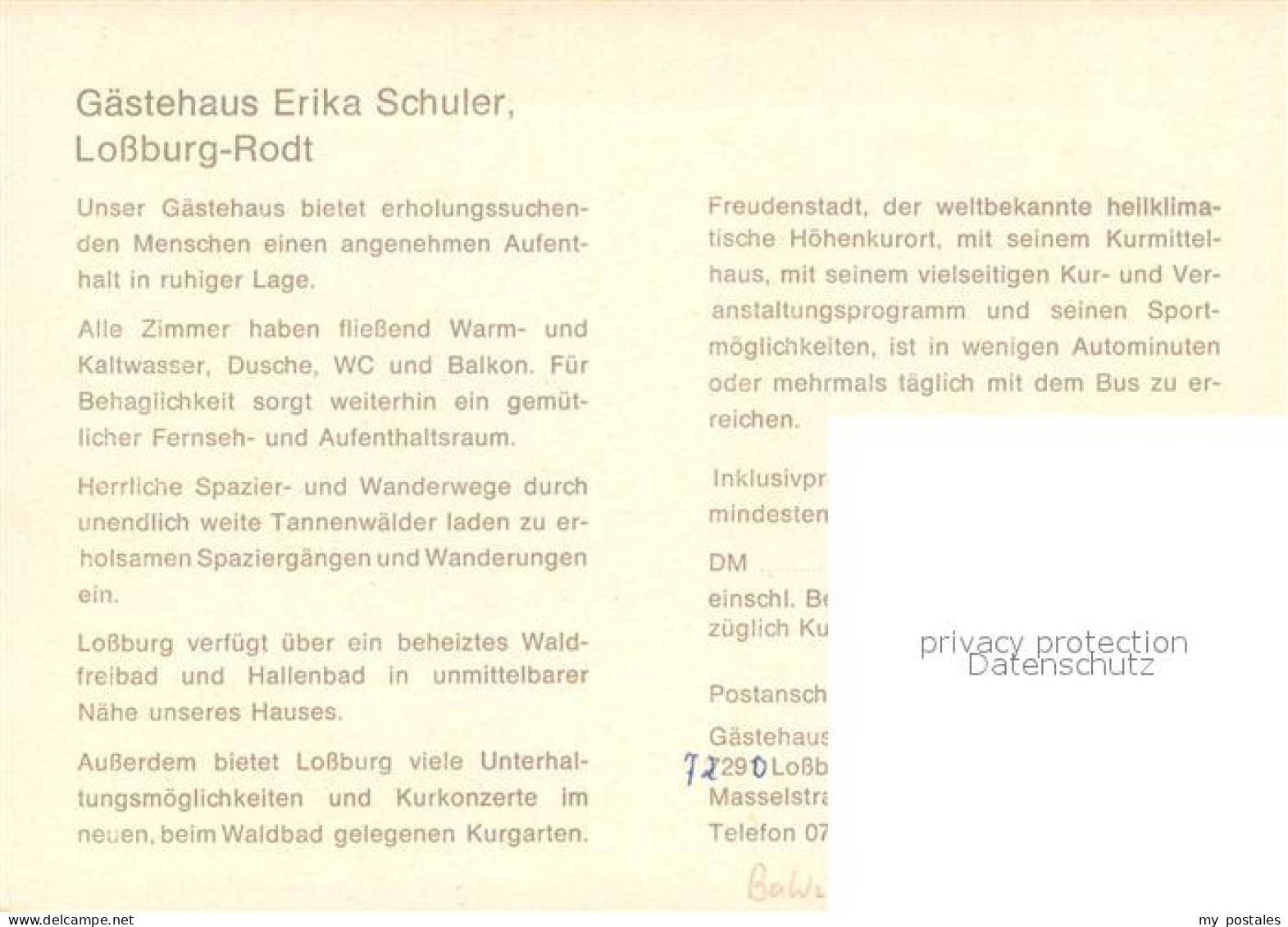 73645003 Rodt Lossburg Gaestehaus Erika Schuler Gaststube Rodt Lossburg - Autres & Non Classés