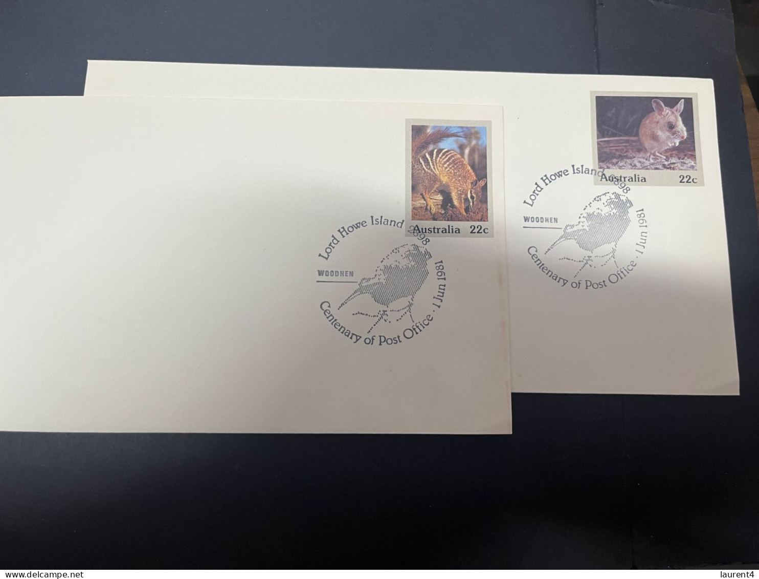 2-5-2024 (3 Z 39) Australia FDC - 1981 - Lord Howe Island - Wooden (special P/m) 2  Covers - Omslagen Van Eerste Dagen (FDC)