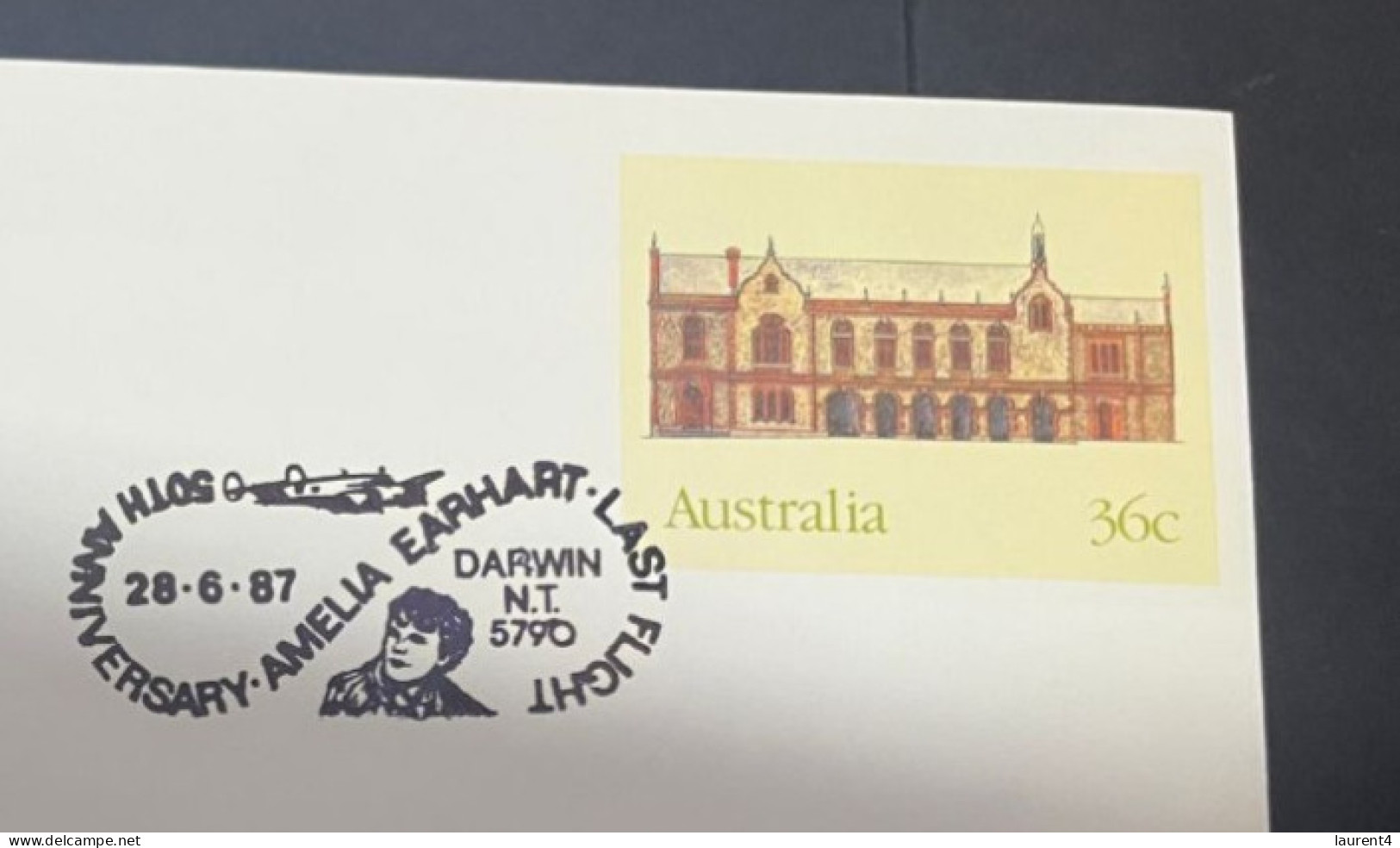 2-5-2024 (3 Z 39) Australian Postmark On Cover - Darwin NT - Amelia Earhart Last Flight 50th Anniversary - Autres & Non Classés
