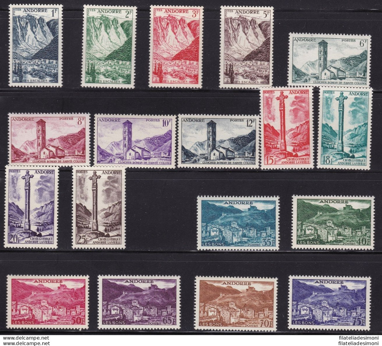 1955 ANDORRA FRANCESE,  N° 138/153  MNH/** (manca 30 Fr.) - Andere & Zonder Classificatie