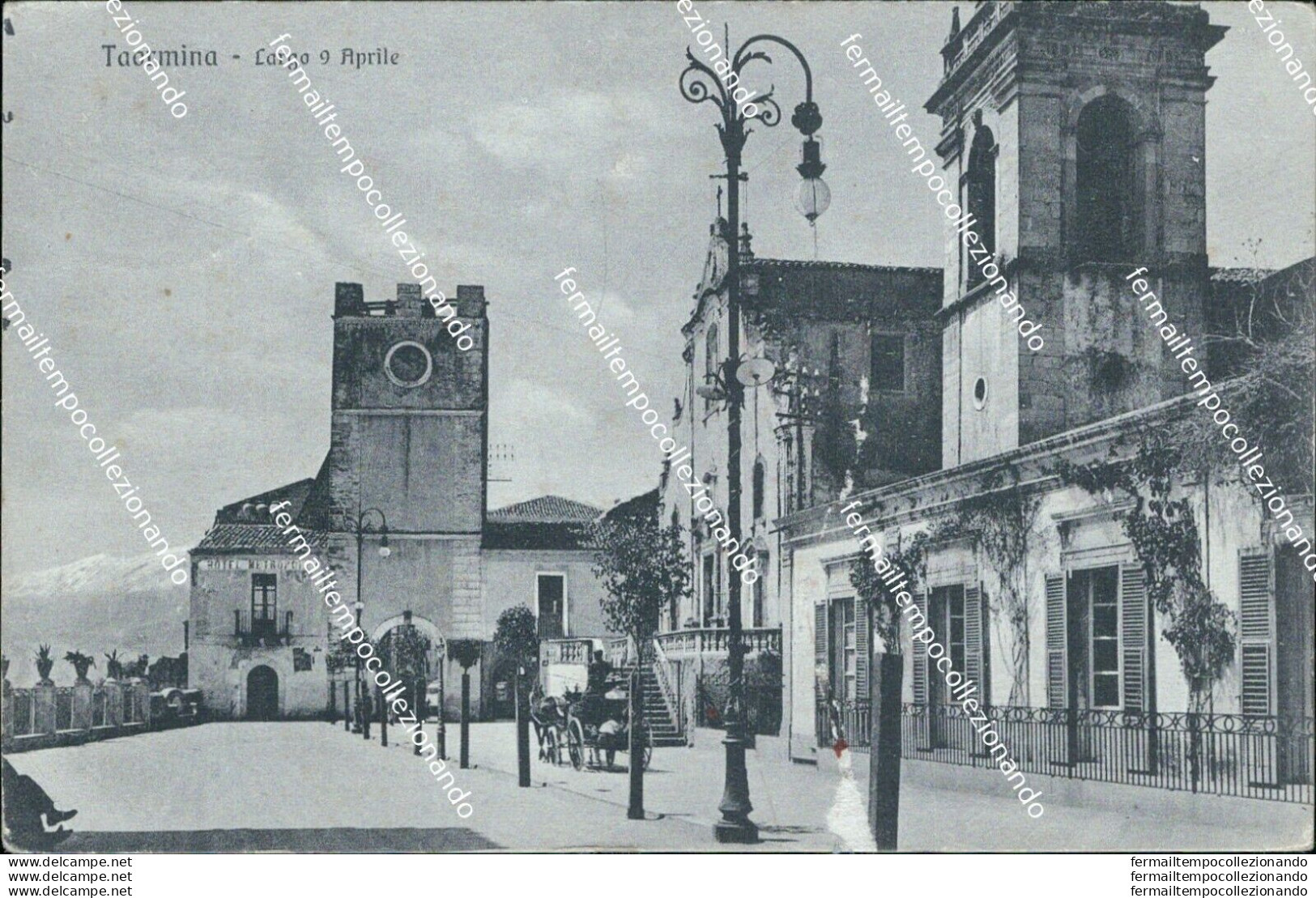 Bl43 Cartolina Taormina Largo 9 Aprile Provincia Di Messina - Messina