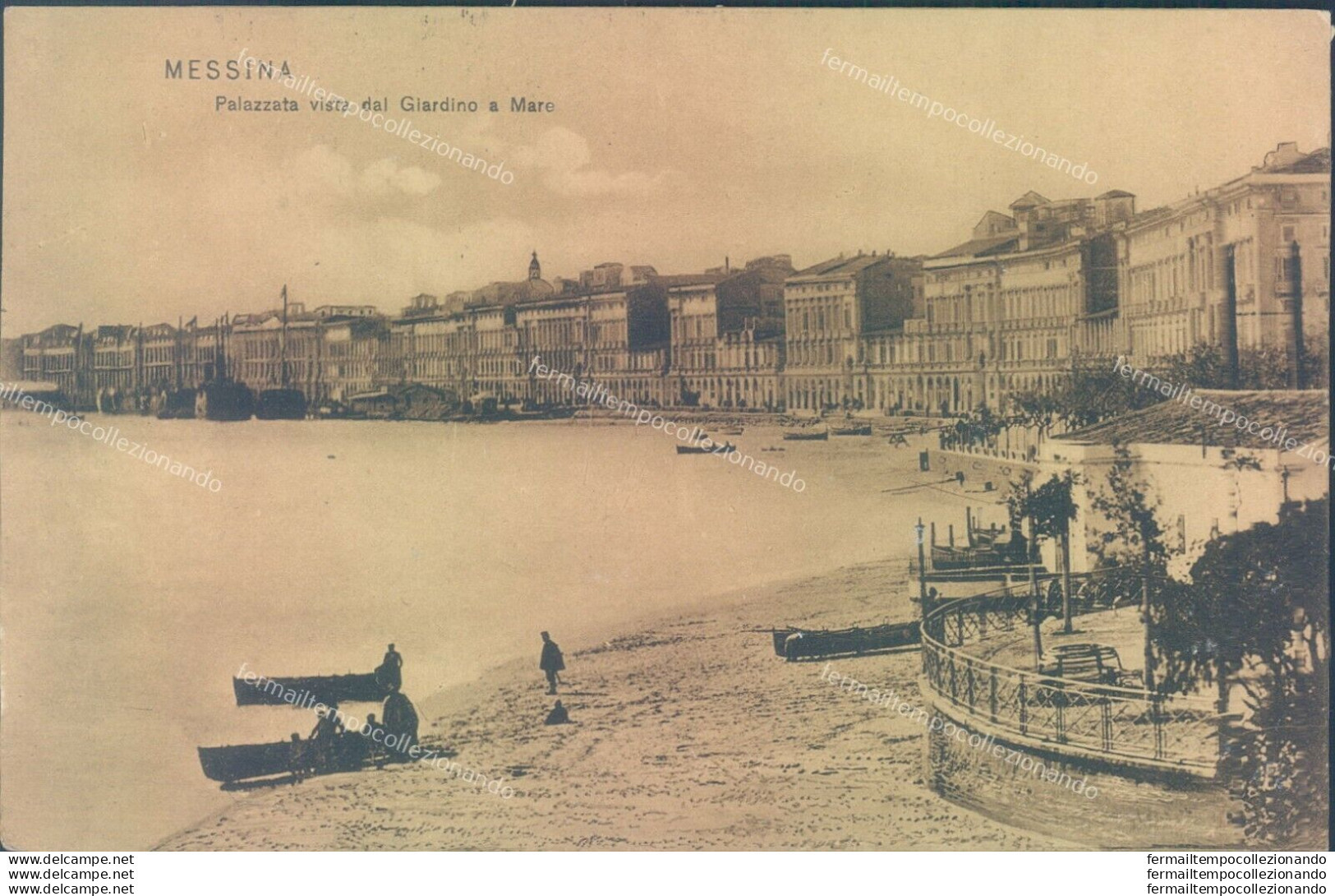 T110 Cartolina Messina Citta' Piazzetta Vista Dal Giardino E Mare 1908 - Messina