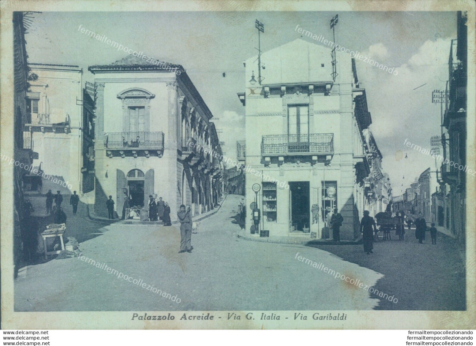 T423 Cartolina Palazzo Acreide Via G.italia Via Garibaldi 1949 Siracusa - Siracusa