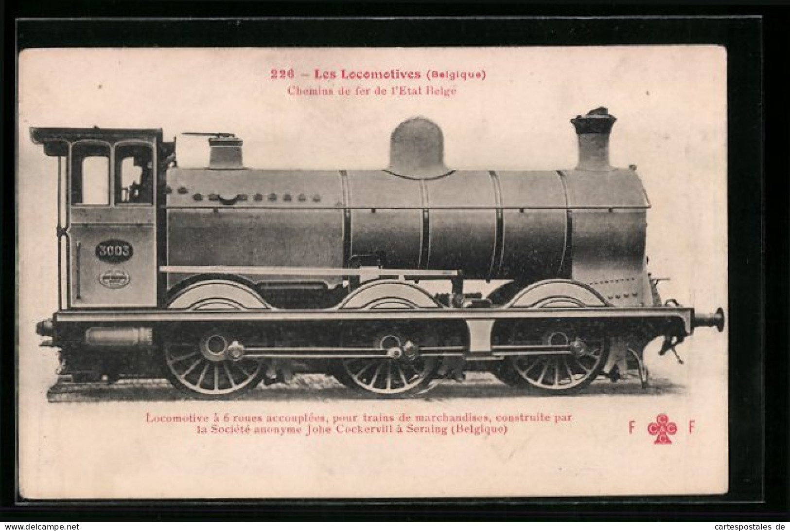 AK Belgische Eisenbahn, Lokomotive No. 3003 Der Johe Cockerville A Seraing  - Eisenbahnen