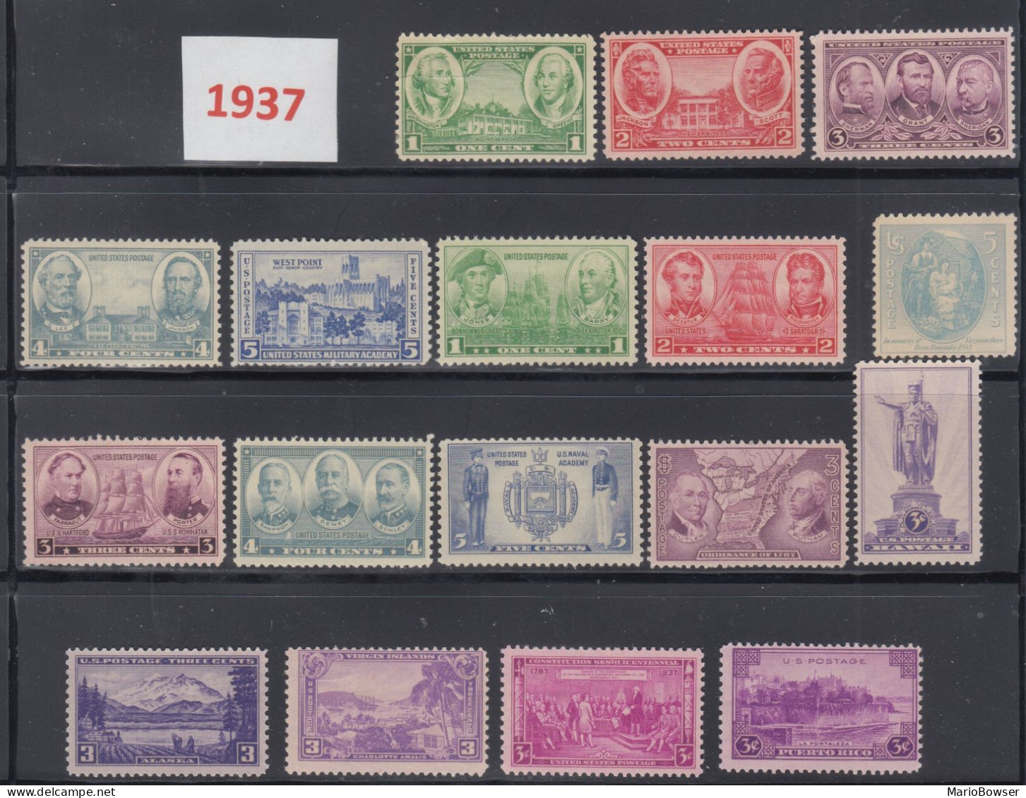 USA 1937 Full Year Commemorative MNH Stamps Set SC# 785-902 With 17 Stamps - Años Completos