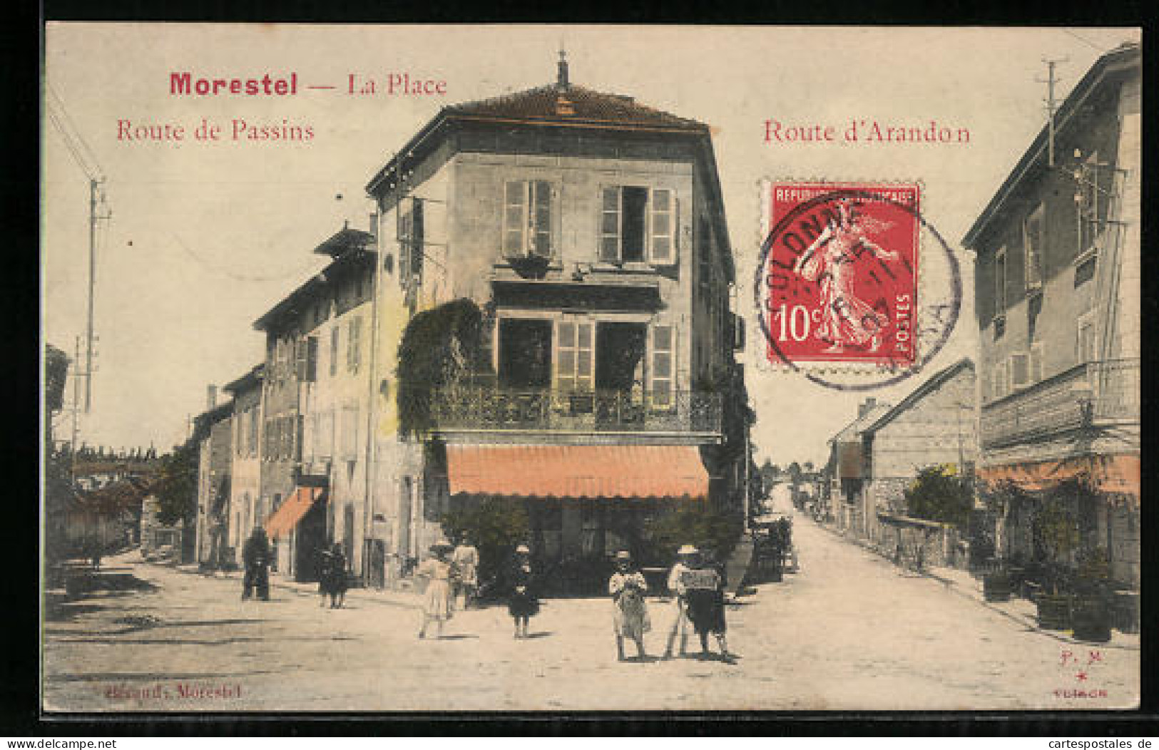 CPA Morestel, La Place, Route De Passins Et D`Arandon  - Morestel