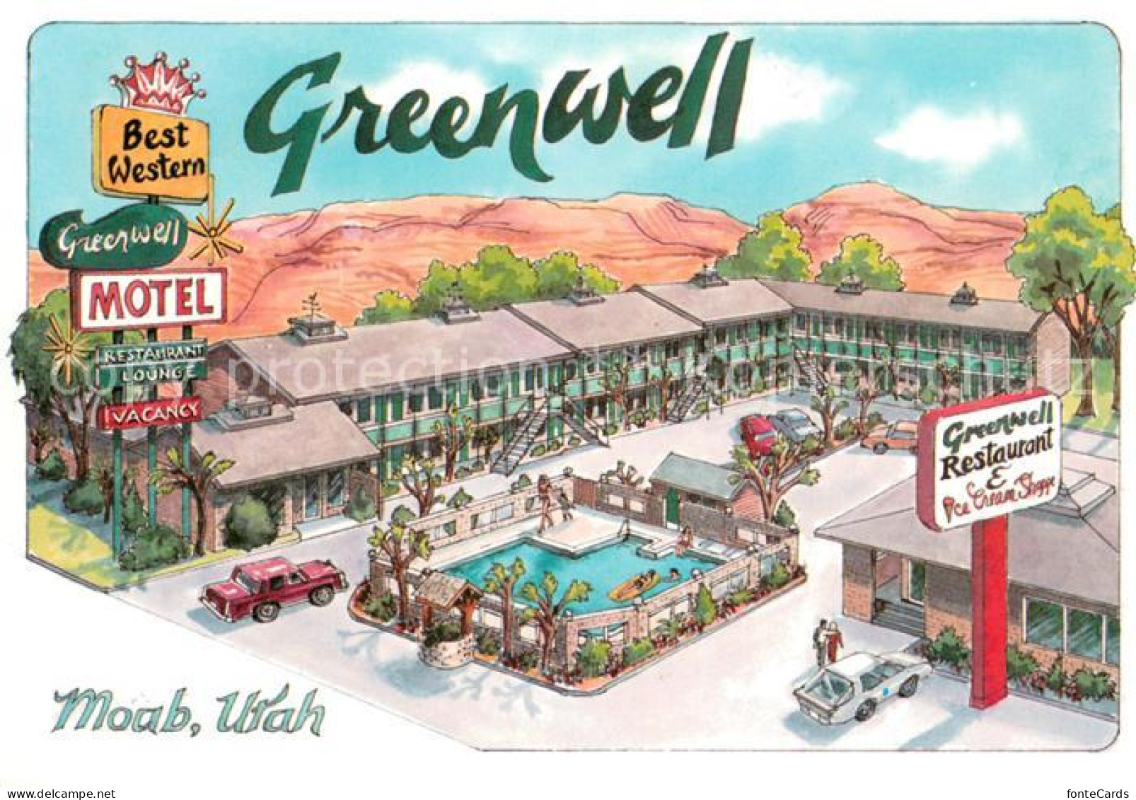 73653224 Moab Best Western Greenwell Motel Restaurant Lounge Kuenstlerkarte - Andere & Zonder Classificatie