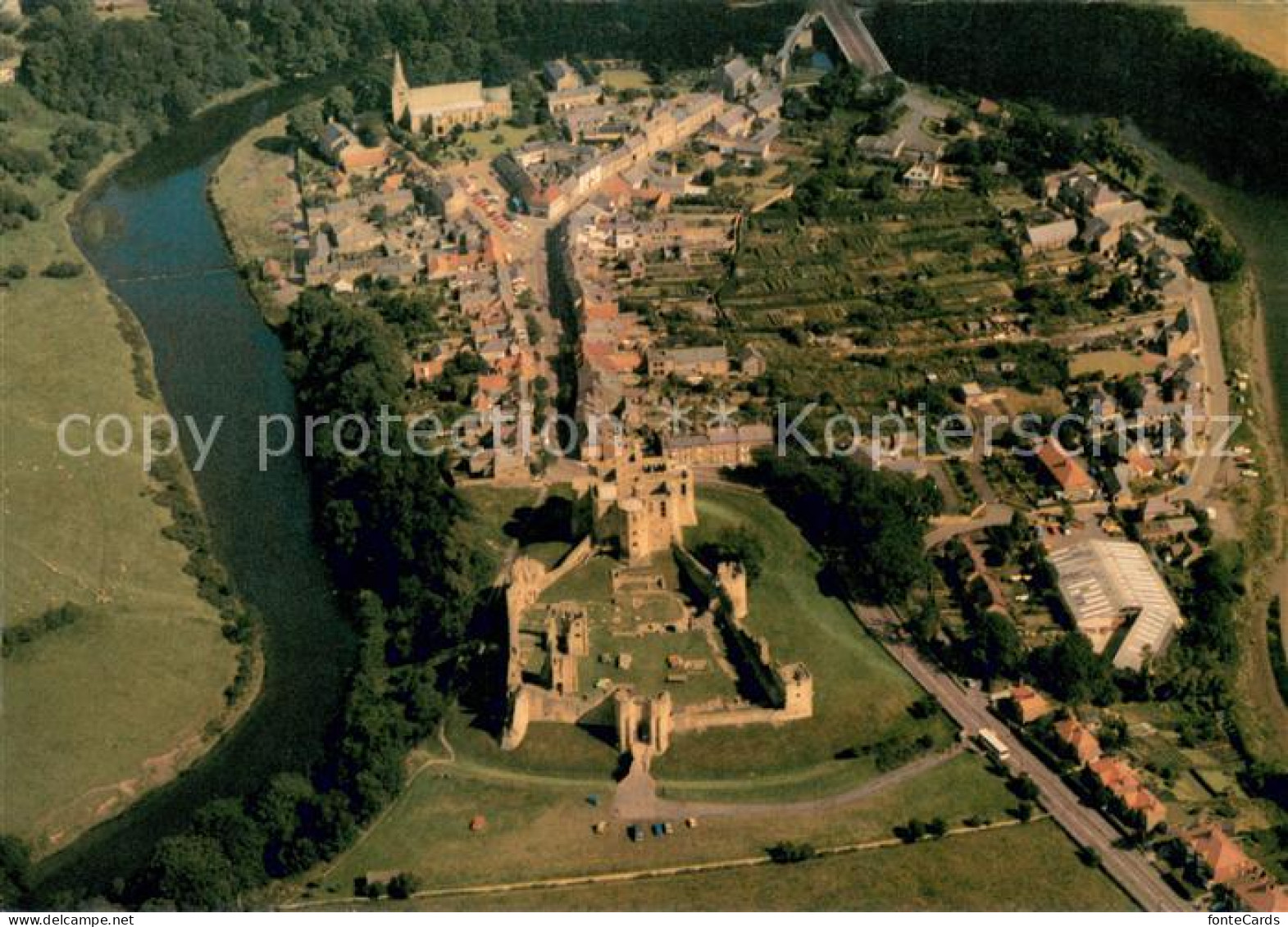 73652441 Warkworth Castle And Village Aerial View  - Sonstige & Ohne Zuordnung