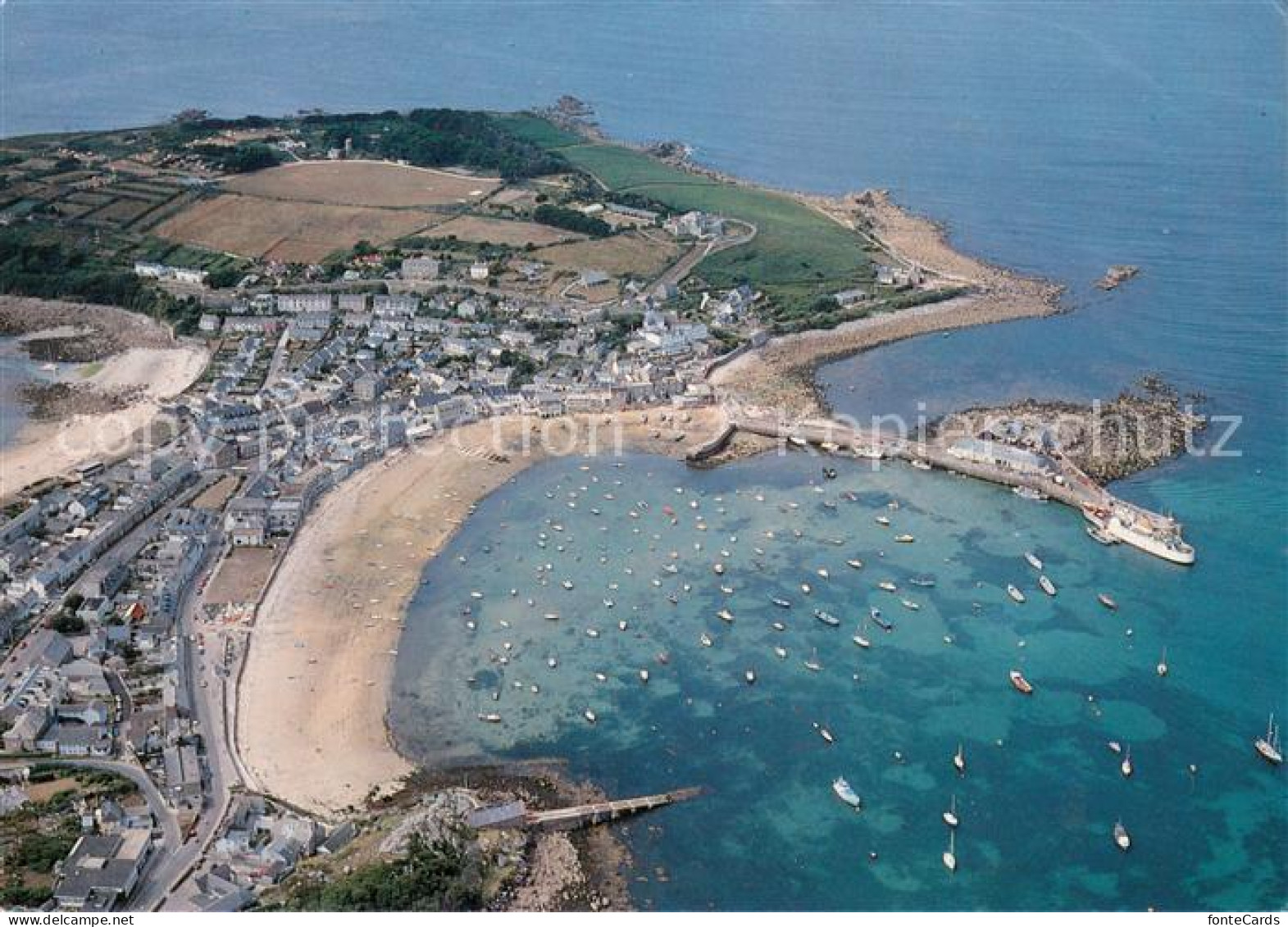 73652439 St Marys Isles Of Scilly Hugh Town And The Harbour Aerial View  - Andere & Zonder Classificatie
