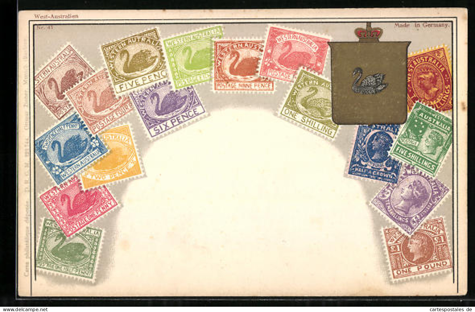AK Briefmarken Und Wappen Von Australien  - Stamps (pictures)