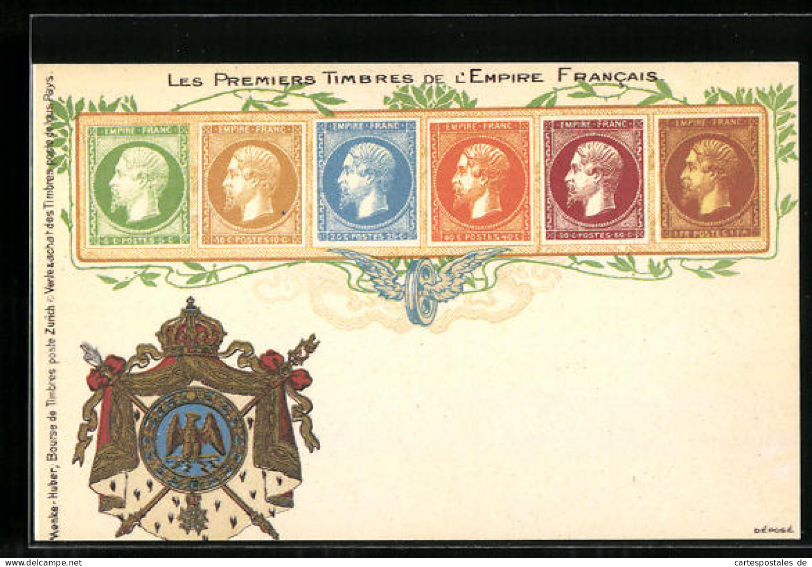 AK Les Premiers Timbres De L`Empire Francais, Wappen  - Stamps (pictures)