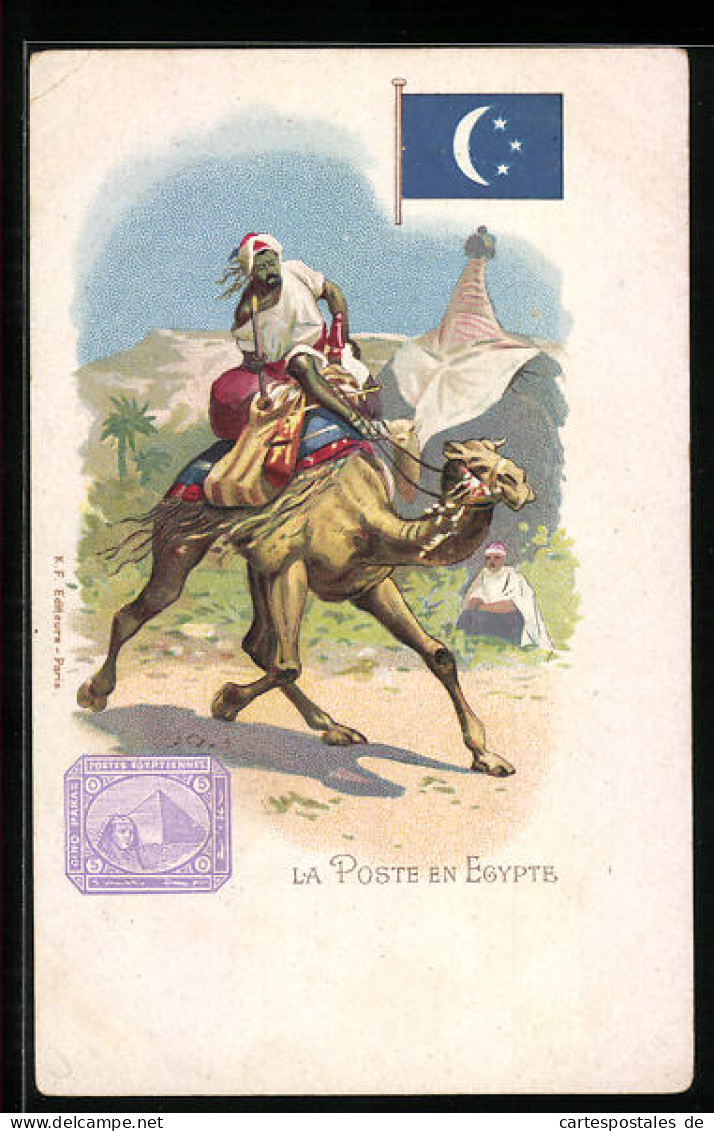 Lithographie La Poste En Egypte  - Postal Services