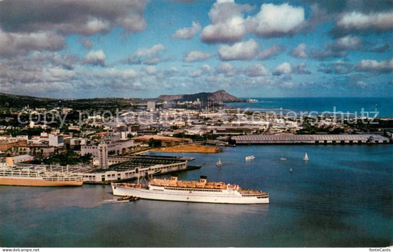 73645898 Honolulu Harbor To Majestic Diamond Head Air View - Sonstige & Ohne Zuordnung