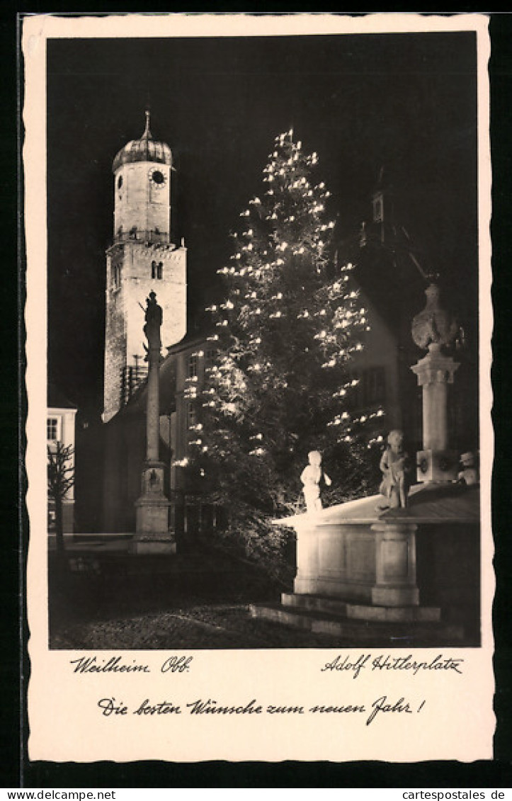 AK Weilheim, Platz Mit Weihnachtsbaum  - Weilheim