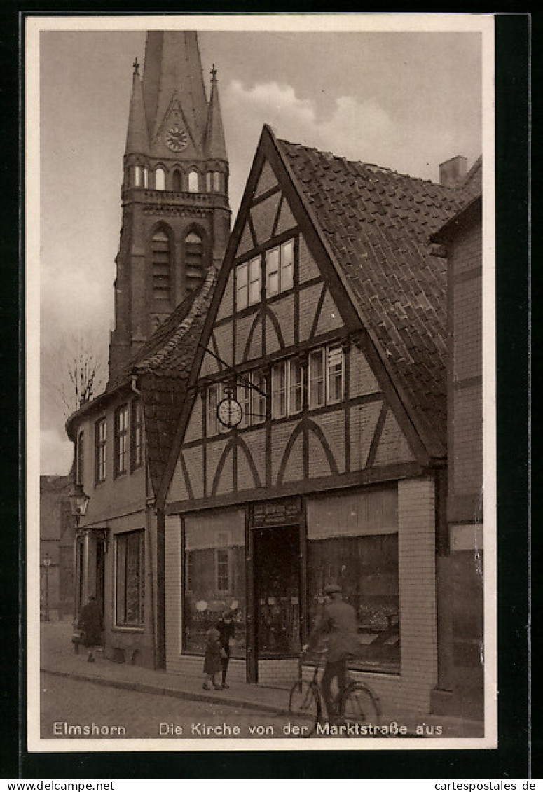 AK Elmshorn, Die Kirche Von Der Marktstrasse Aus  - Elmshorn
