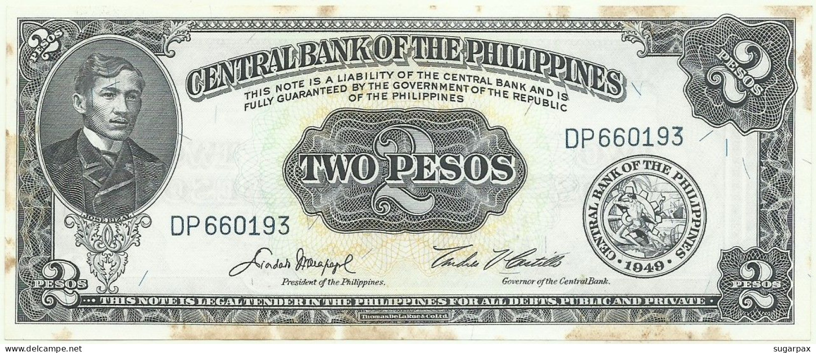 Philippines - 2 Pesos - ND ( 1949 ) - Pick 134.d - Sign. 5 - Serie DP - Philippinen