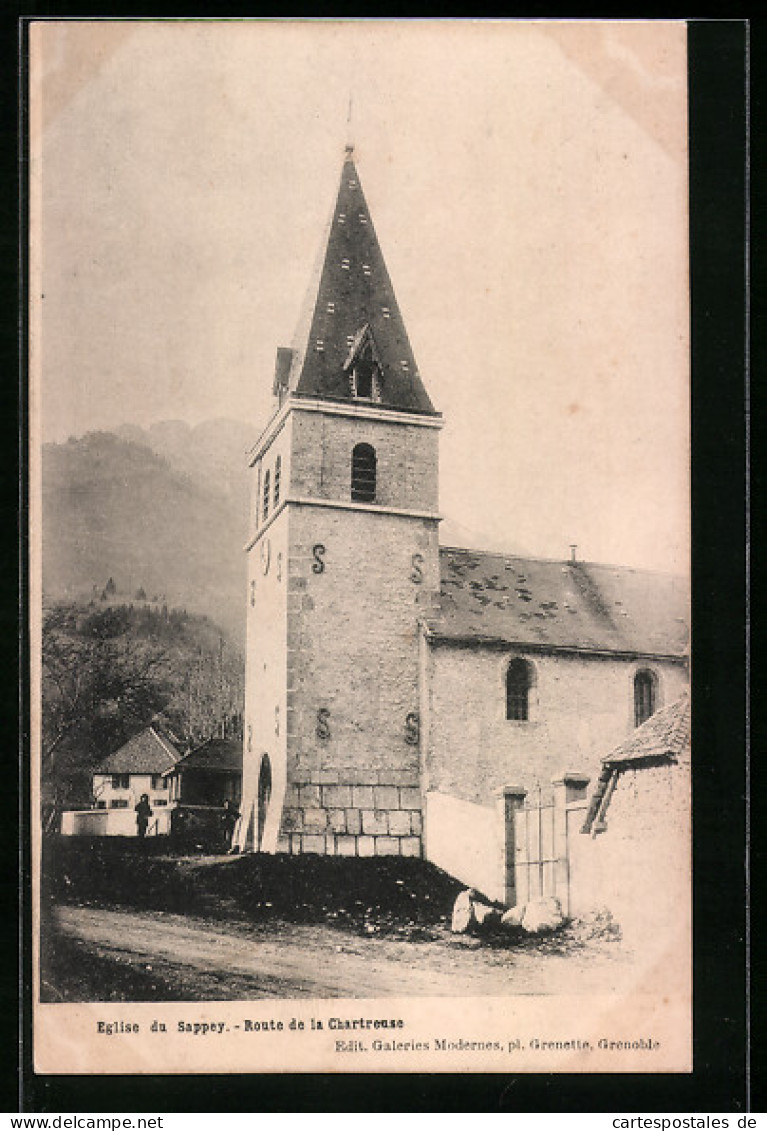 CPA Sappey, Eglise, Route De La Chartreuse  - Chartreuse