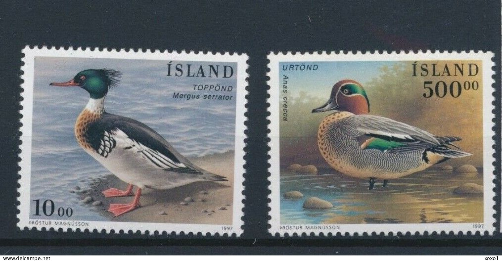 Iceland 1997 MiNr. 862 - 863 Island Birds IX  Red-breasted Merganser, Eurasian Teal 2v  MNH** 15.00 € - Patos