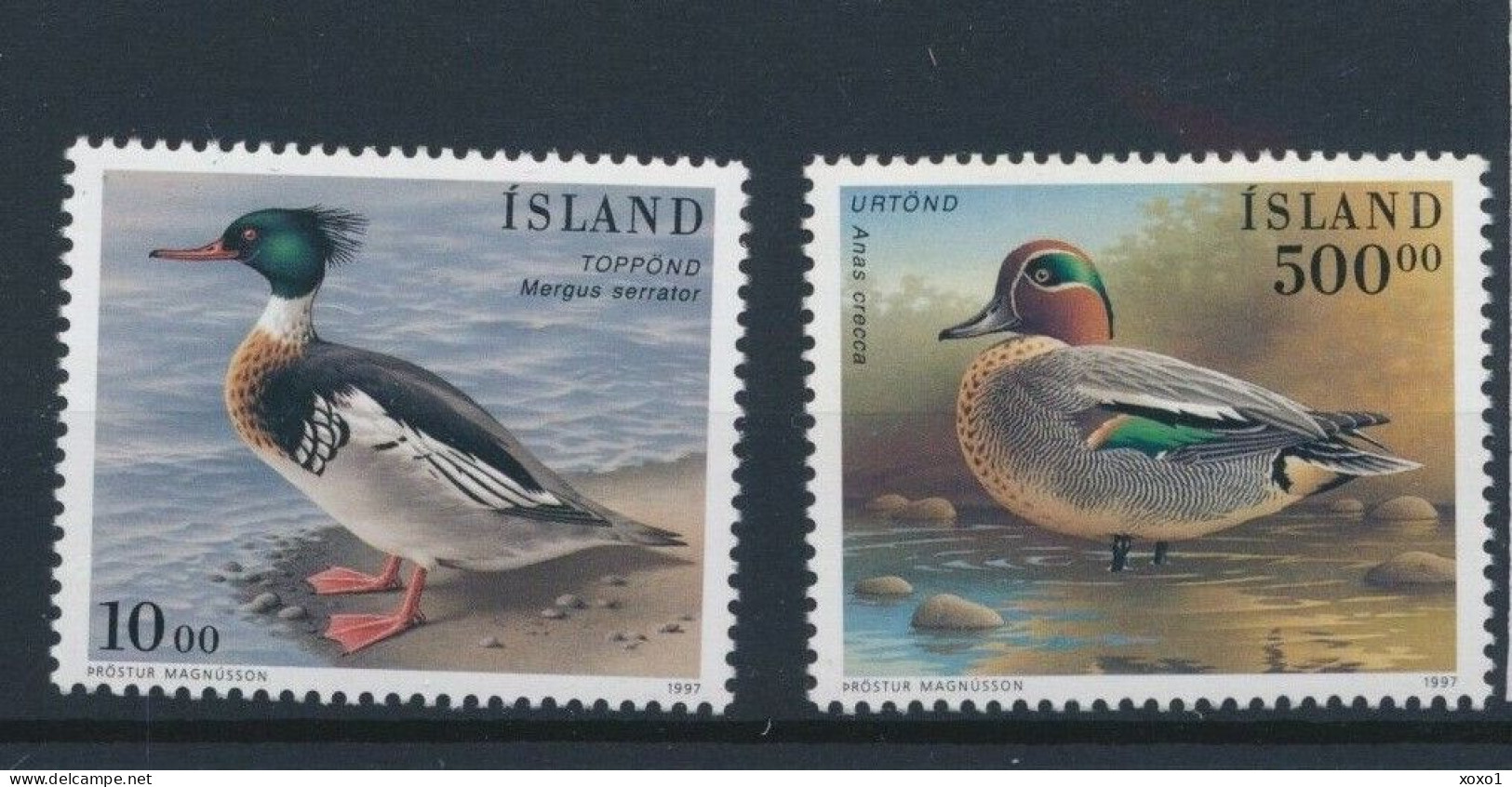 Iceland 1997 MiNr. 862 - 863 Island Birds IX  Red-breasted Merganser, Eurasian Teal 2v  MNH** 15.00 € - Anatre