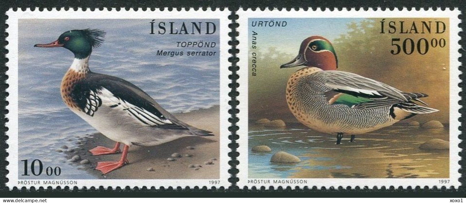 Iceland 1997 MiNr. 862 - 863 Island Birds IX  Red-breasted Merganser, Eurasian Teal 2v  MNH** 15.00 € - Other & Unclassified