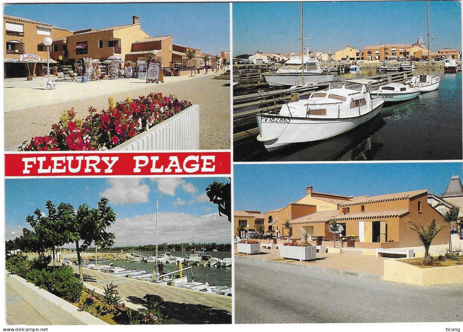 FLEURY PLAGE AUDE - PORT, LES CABANES DE FLEURY, FLAMME DE LA VILLE 1995 ( TIMBRE RENE CLAIR LES BELLES DE NUIT, BRIAT ) - Storia Postale