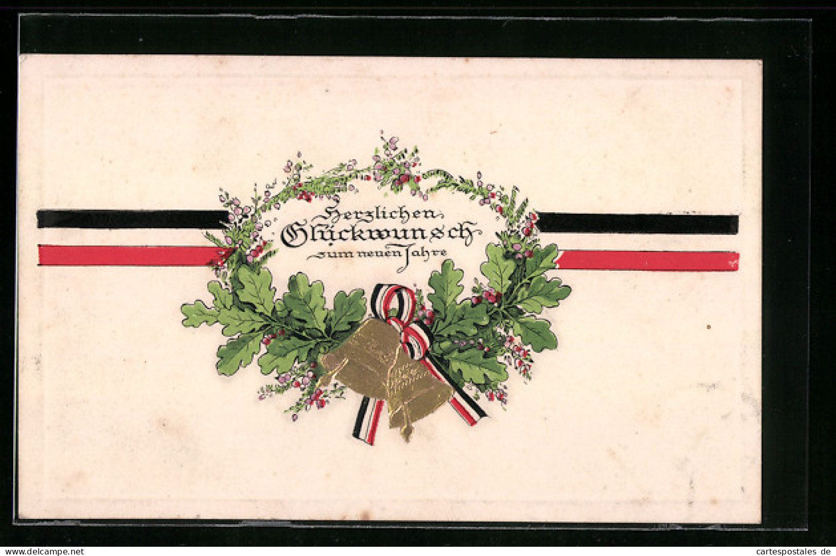 Präge-AK Glückwunsch Zum Neuen Jahre, Eichenlaubkranz  - Weltkrieg 1914-18