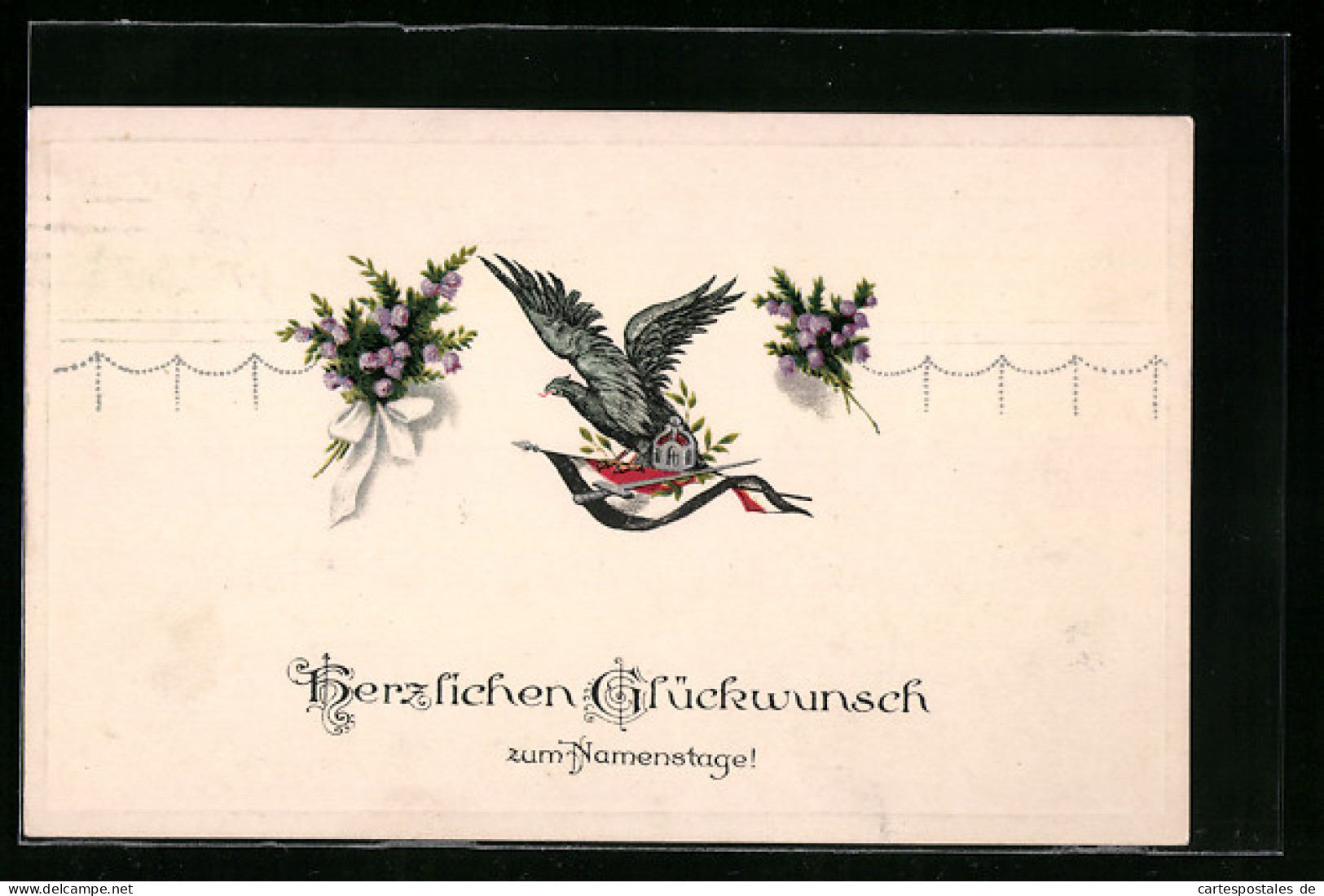 AK Glückwunsch Zum Namenstage, Adler Mit Reichskriegsflagge  - Guerra 1914-18