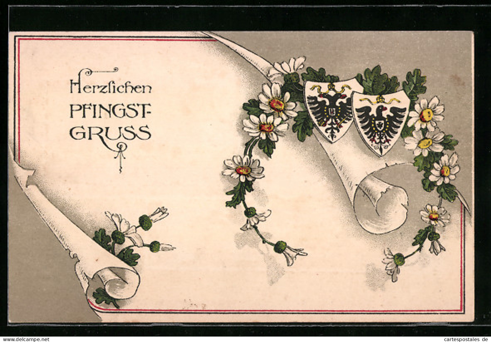 AK Herzlichen Pfingsgruss, Wappen Des Zweibunds  - Weltkrieg 1914-18