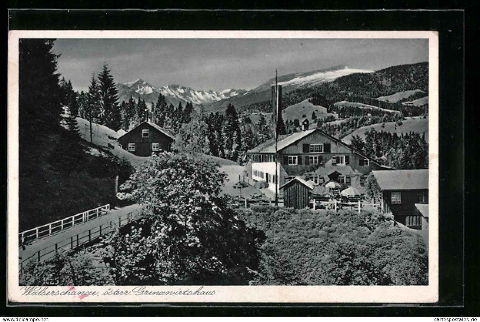 AK Walserschanze, Österr. Grenzwirtshaus, Grenze  - Douane