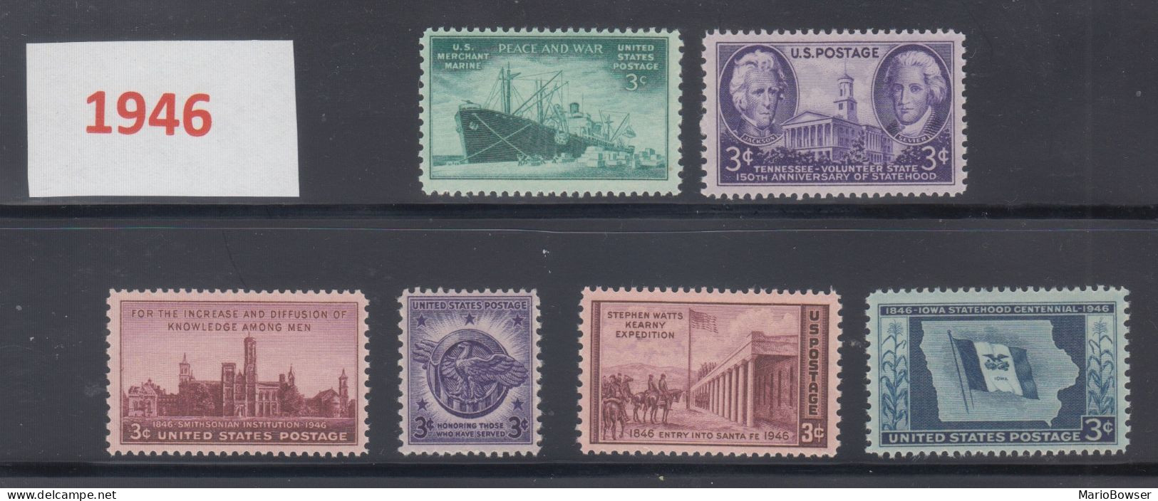 USA 1946 Full Year Commemorative MNH Stamps Set SC# 939-944 With 5 Stamps - Annate Complete