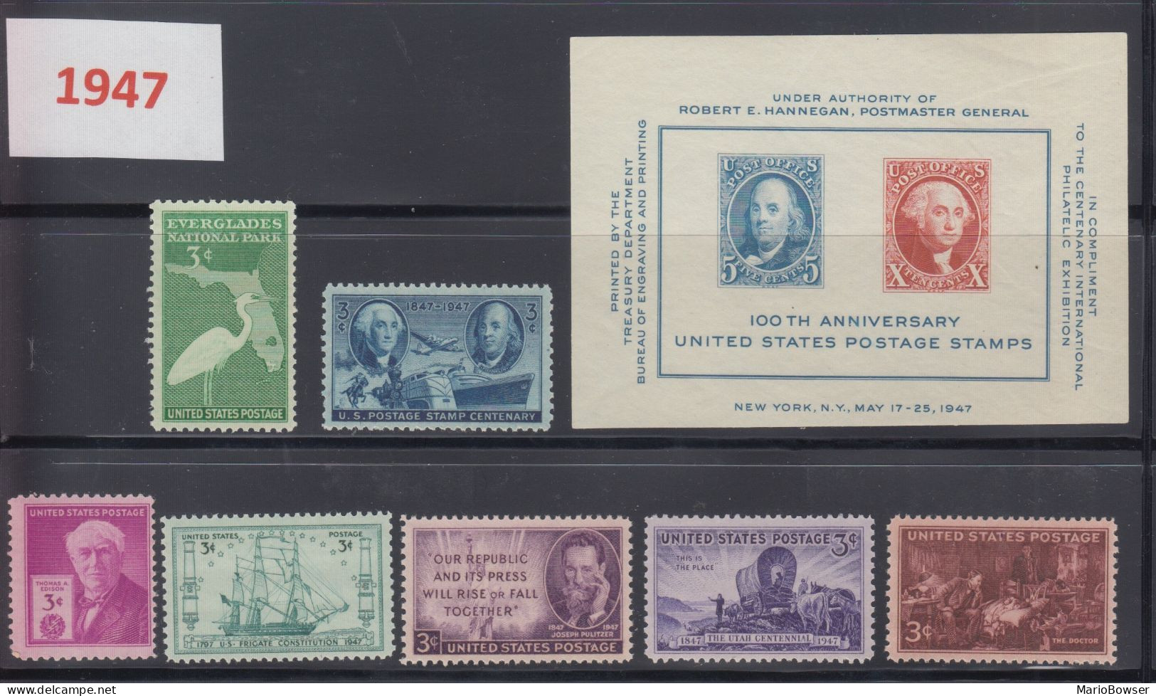USA 1947 Full Year Commemorative MNH Stamps Set SC# 945-952 W. Stamps And Block - Volledige Jaargang