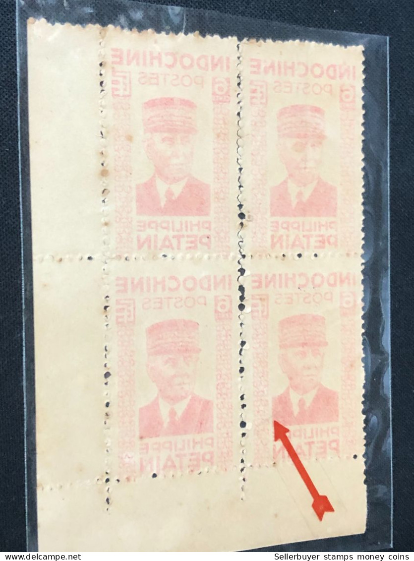 VIET NAM STAMPS INDO CHINA-(4-STAMPS ERROR Printed Permeability Print MNH NGAI-)1943-4 STAMPS - Vietnam