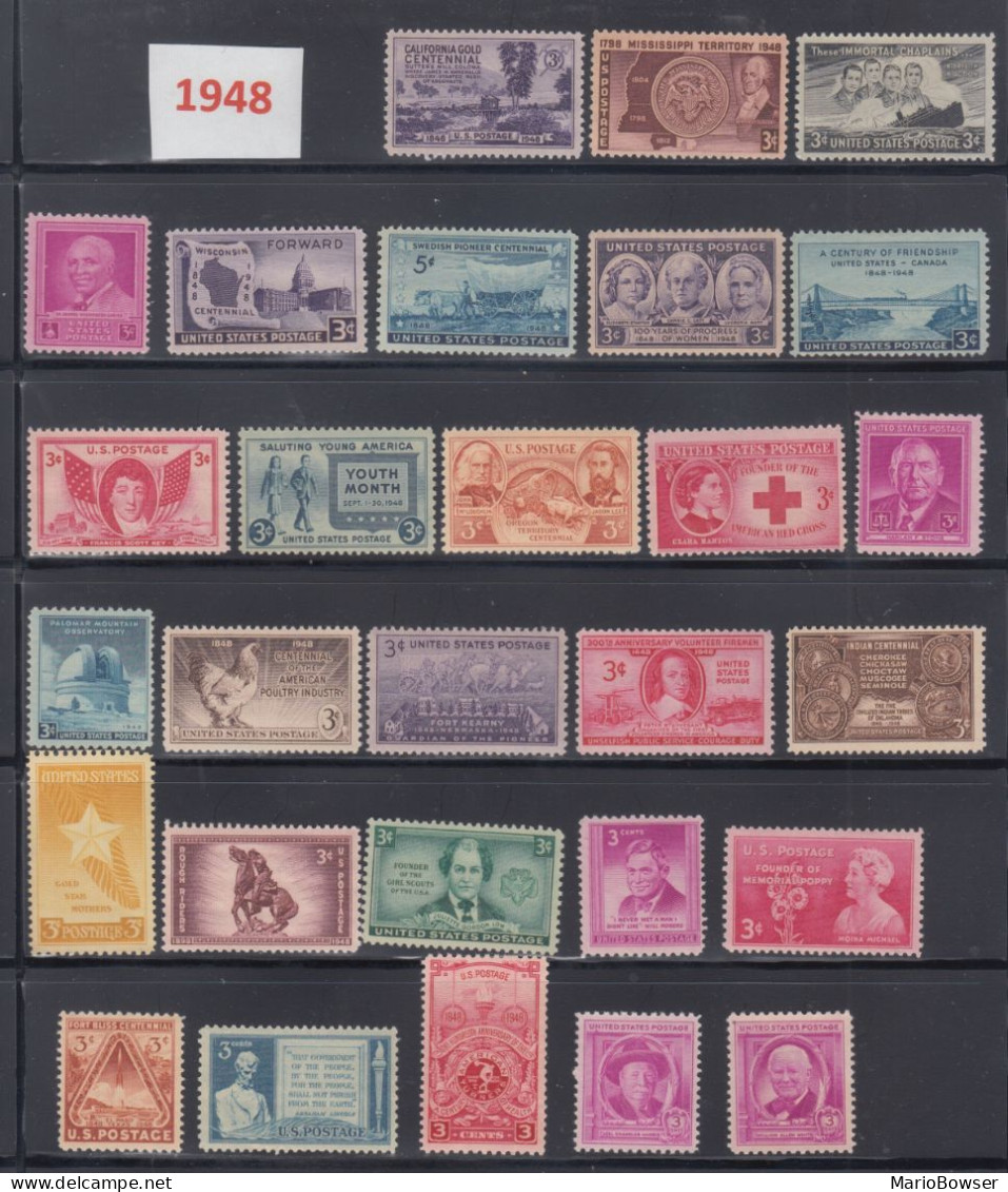 USA 1948 Full Year Commemorative MNH Stamps Set SC# 953-980 With 28 Stamps - Années Complètes