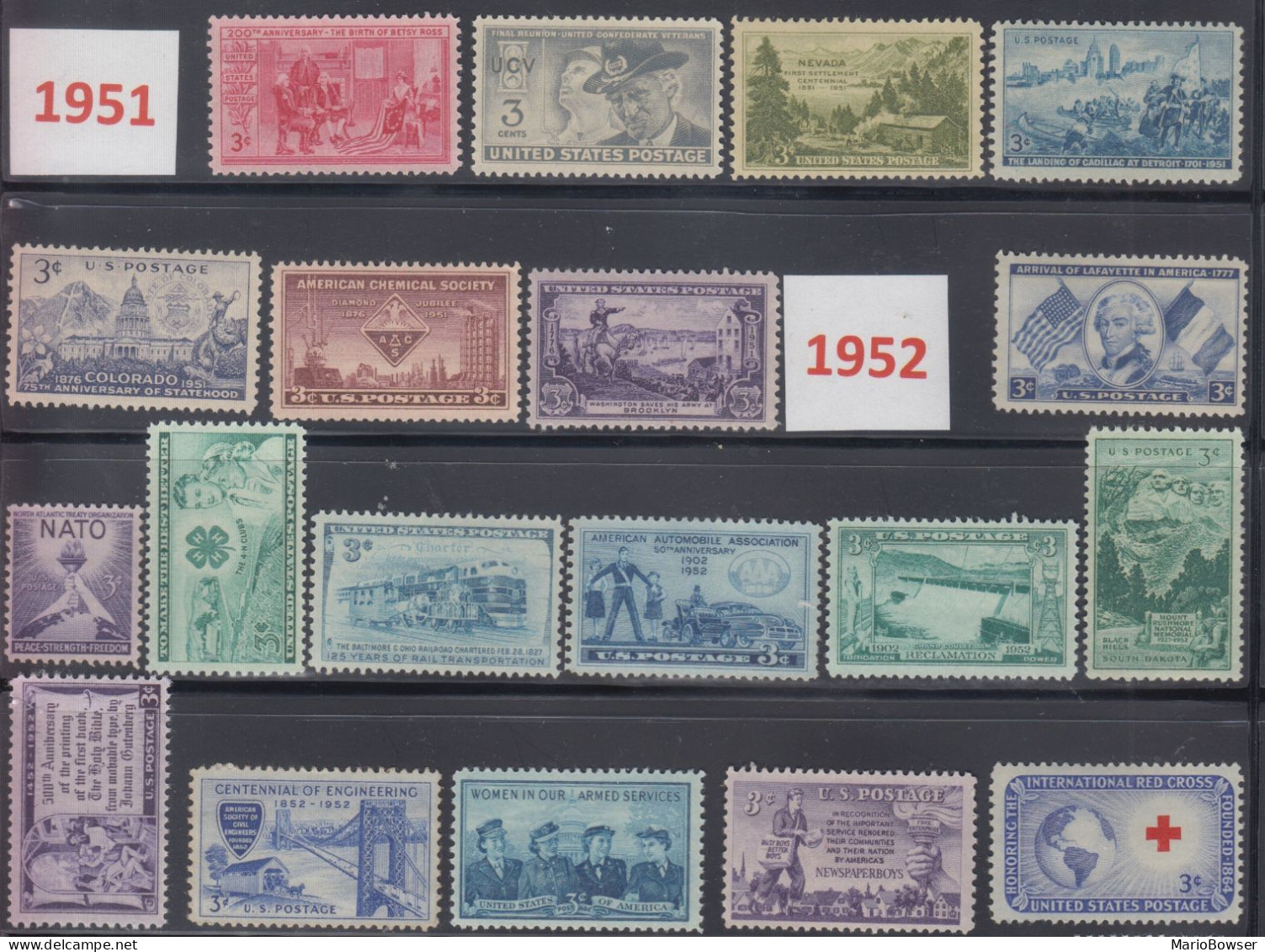 USA 1951-52 Full Year Commemorative MNH Stamps Set SC# 998-1016 With 19 Stamps - Annate Complete