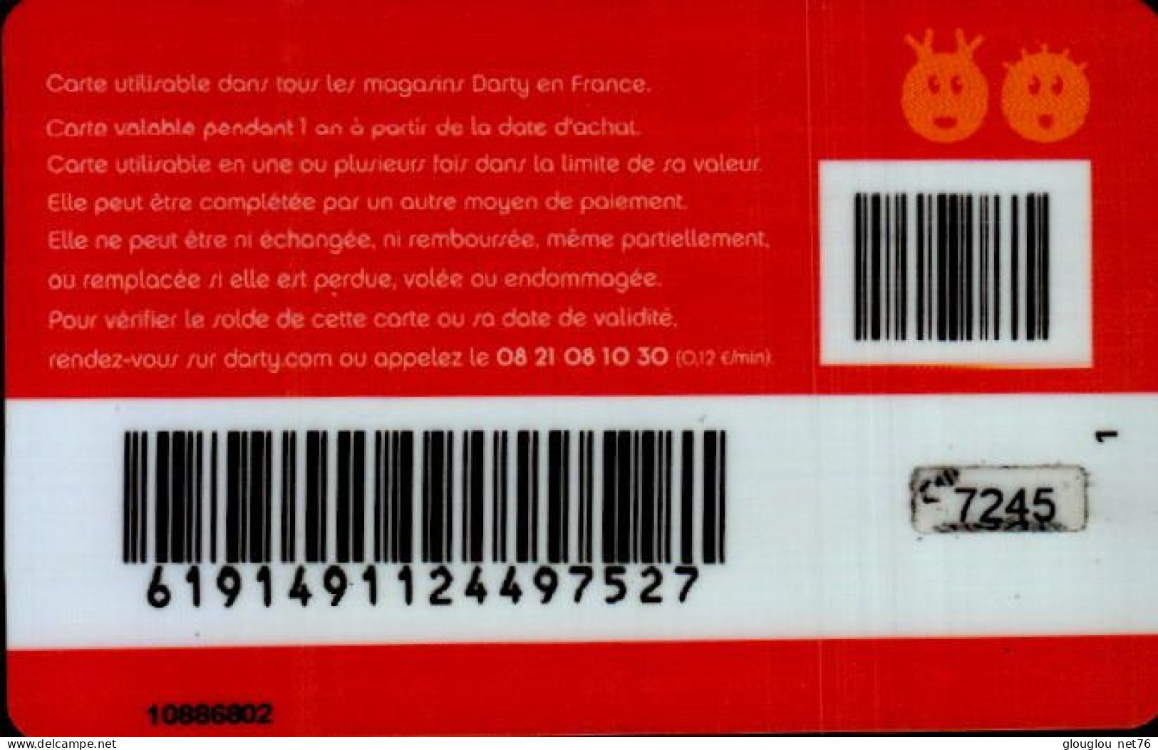 CARTE CADEAU...DARTY.... - Cartes Cadeaux