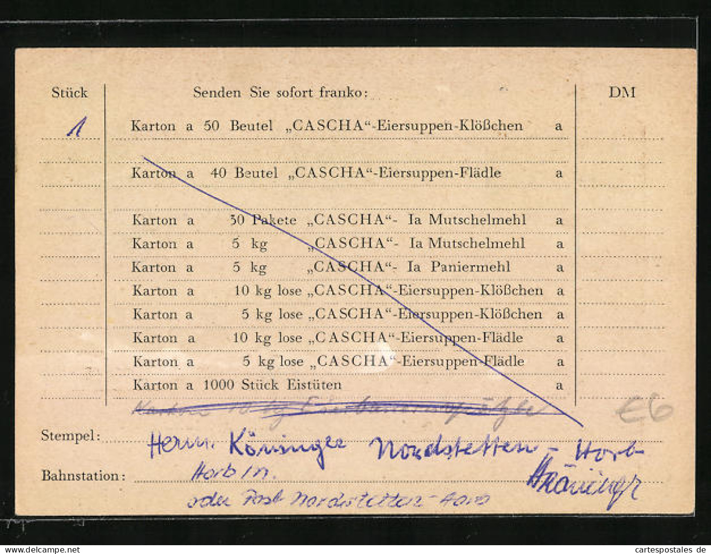 AK Esslingen A. Neckar, Cascha-Fabrikvertretung E. Eppler, Plochinger Str. 33 A, Reklame Für Cascha Eier-Suppen-Klös  - Esslingen