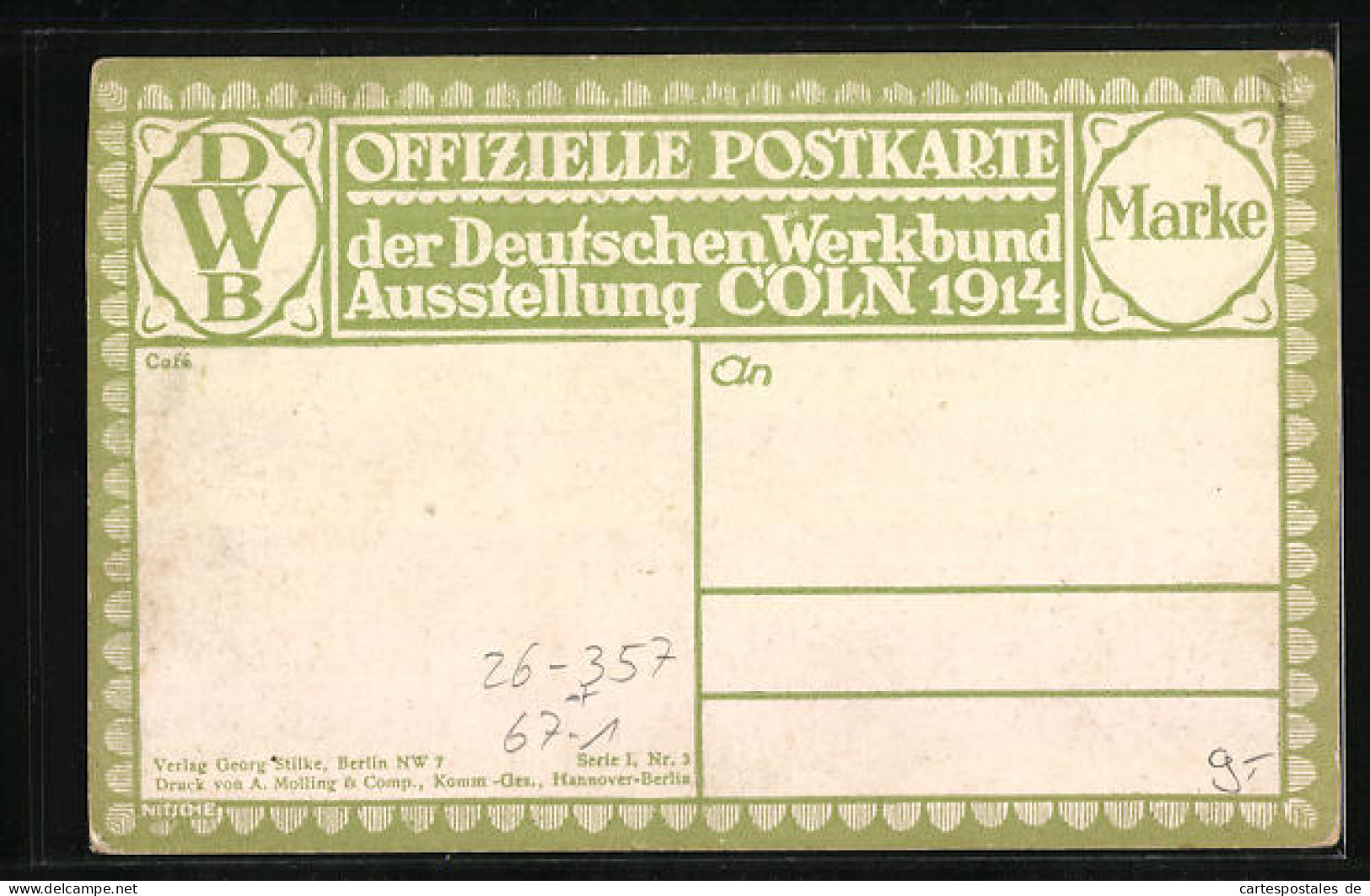 Künstler-AK Claus Bergen: Köln, Deutsche Werkbund-Ausstellung 1914, Ansicht Vom Cafe  - Expositions