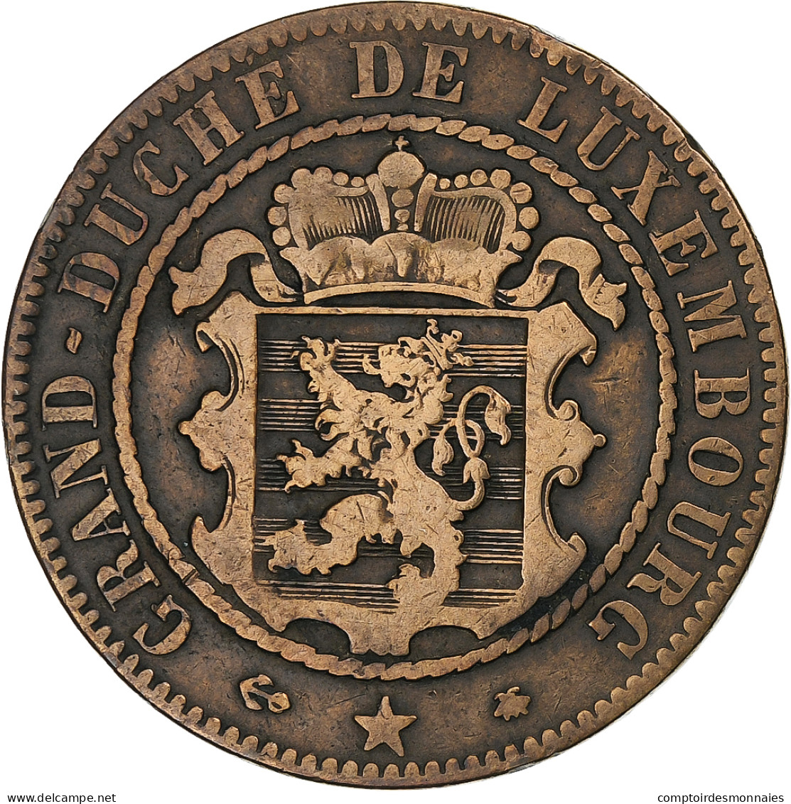 Luxembourg, Guillaume III, 10 Centimes, 1865, Paris, Cuivre, TB+, KM:23 - Luxemburg