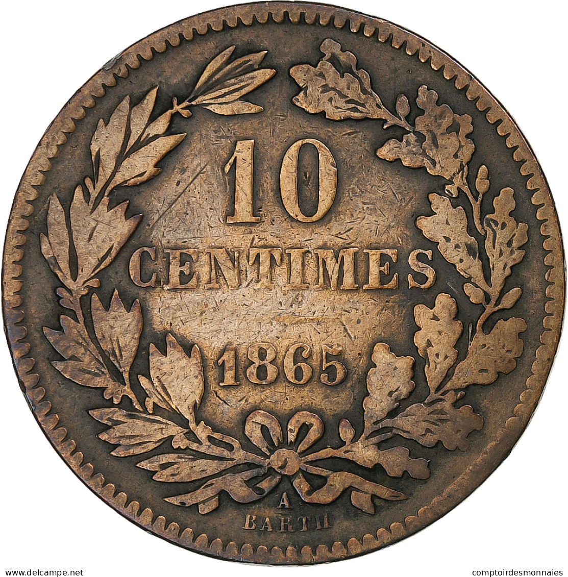 Luxembourg, Guillaume III, 10 Centimes, 1865, Paris, Cuivre, TB+, KM:23 - Luxembourg