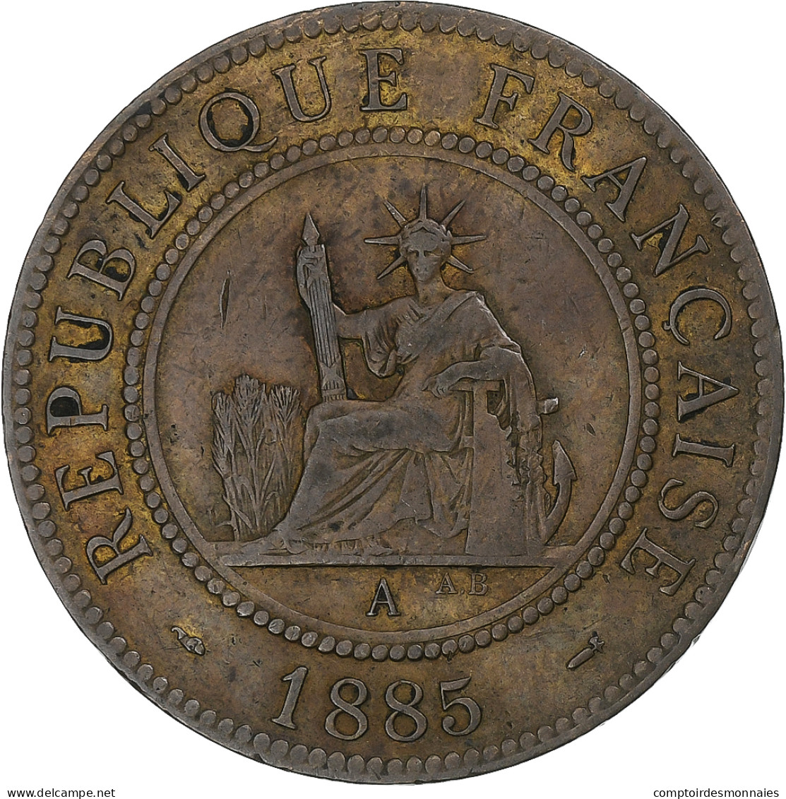 Indochine Française, 1 Centième, 1885, Paris, Bronze, TTB, KM:1 - Andere & Zonder Classificatie