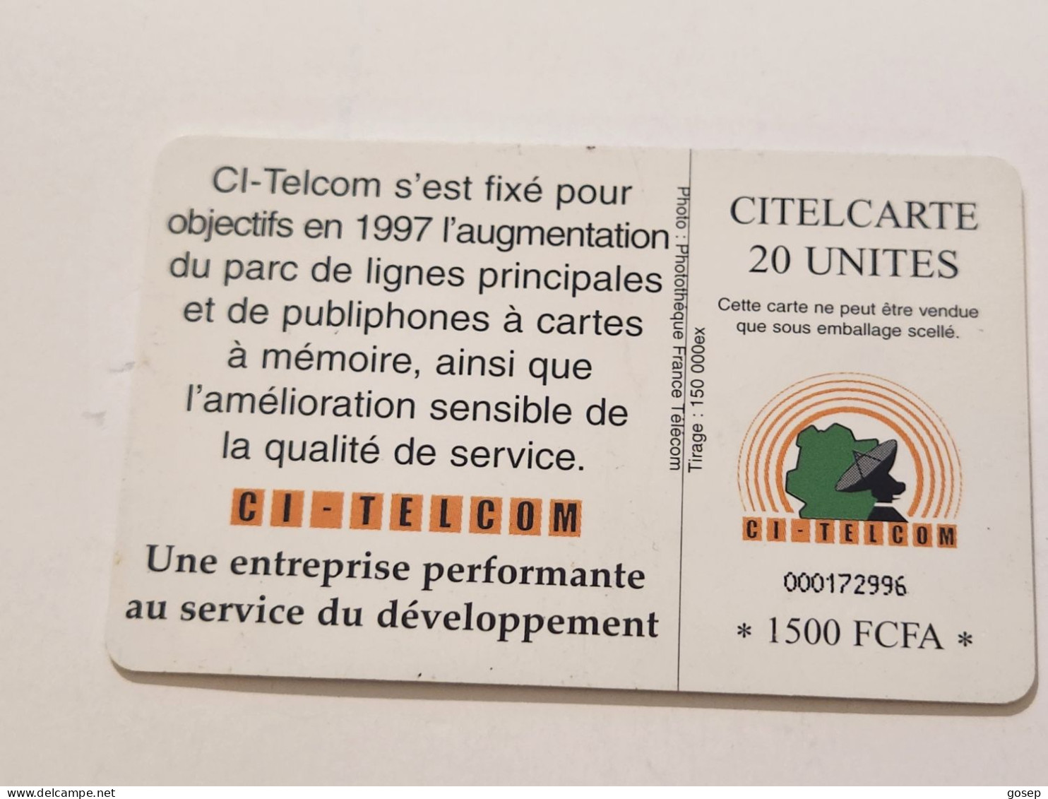 Ivory Coast-CI-CIT-0019)-telephone Nous-(32)-(20units)-(000172996)-(tirage-150.000)-used Card+1card Prepiad Free - Côte D'Ivoire