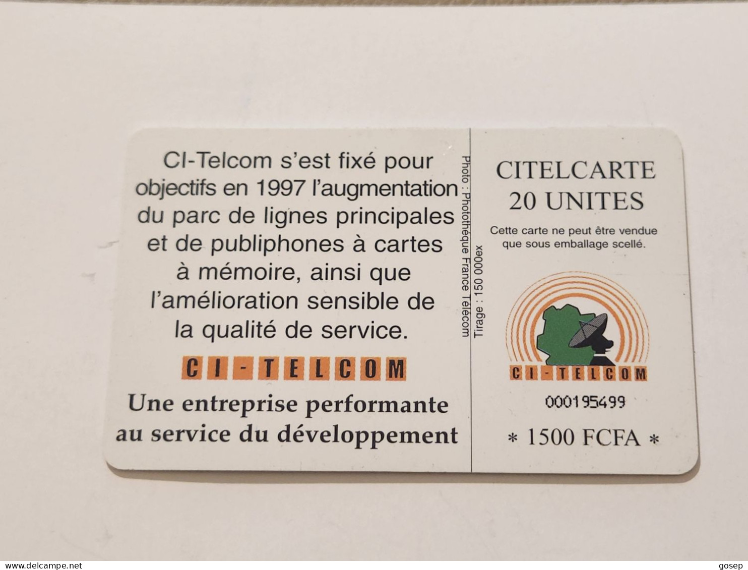 Ivory Coast-CI-CIT-0019)-telephone Nous-(35)-(20units)-(000195499)-(tirage-150.000)-used Card+1card Prepiad Free - Ivory Coast