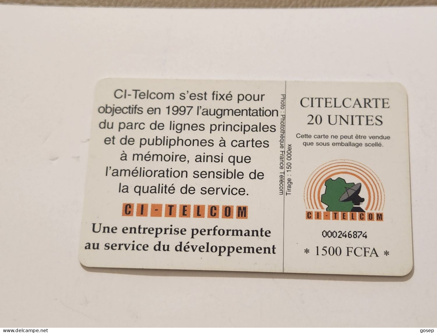 Ivory Coast-CI-CIT-0019)-telephone Nous-(38)-(20units)-(000246874)-(tirage-150.000)-used Card+1card Prepiad Free - Côte D'Ivoire