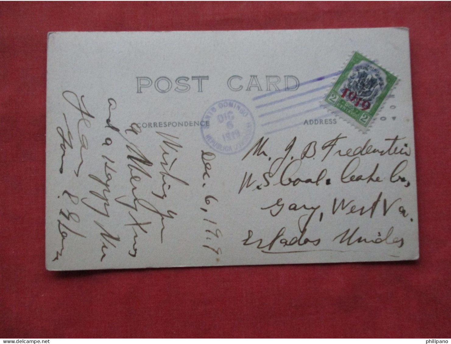 RPPC  Dominica  1919 Overprint Stamp.   Ref 6398 - Dominique