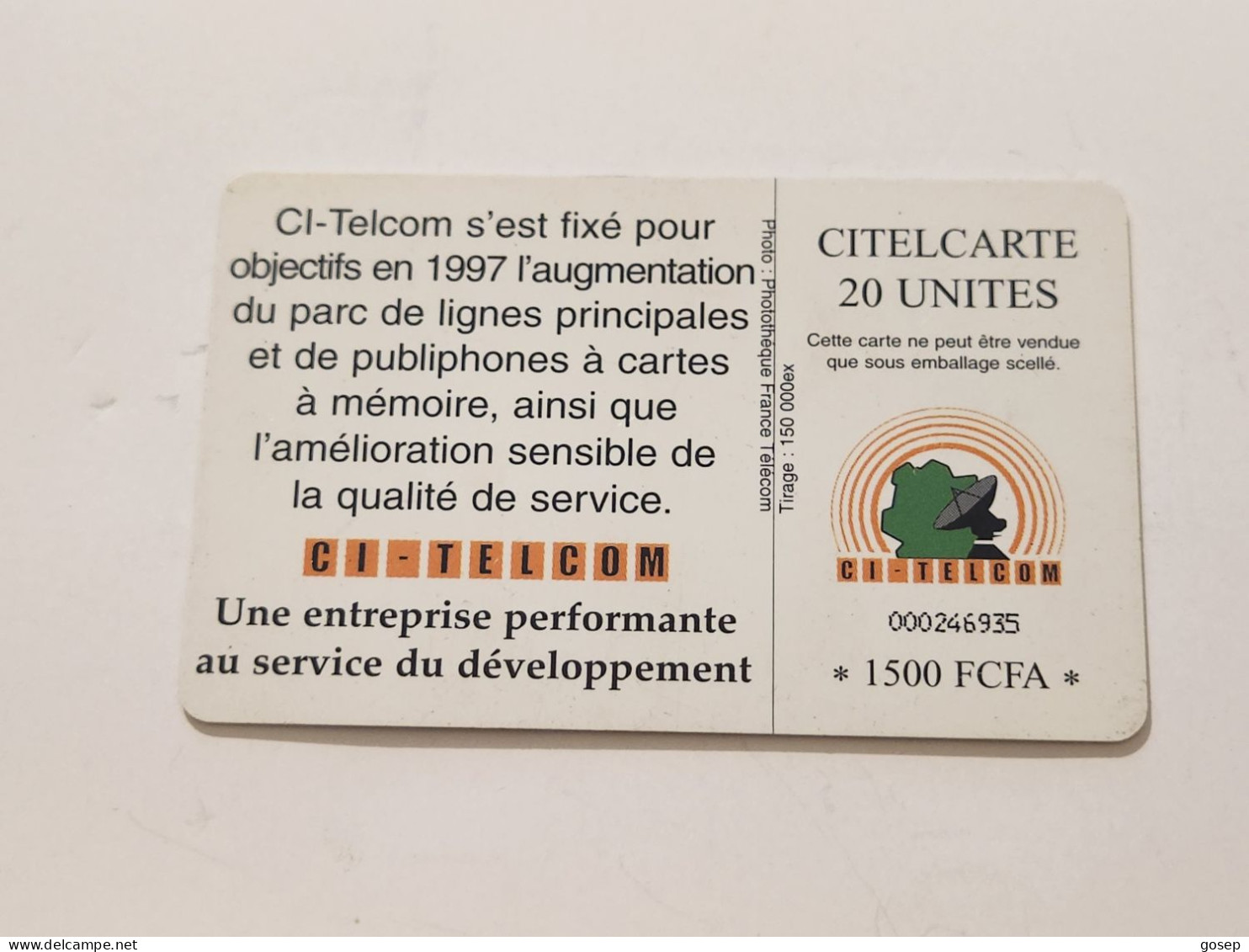 Ivory Coast-CI-CIT-0019)-telephone Nous-(39)-(20units)-(000246935)-(tirage-150.000)-used Card+1card Prepiad Free - Ivoorkust