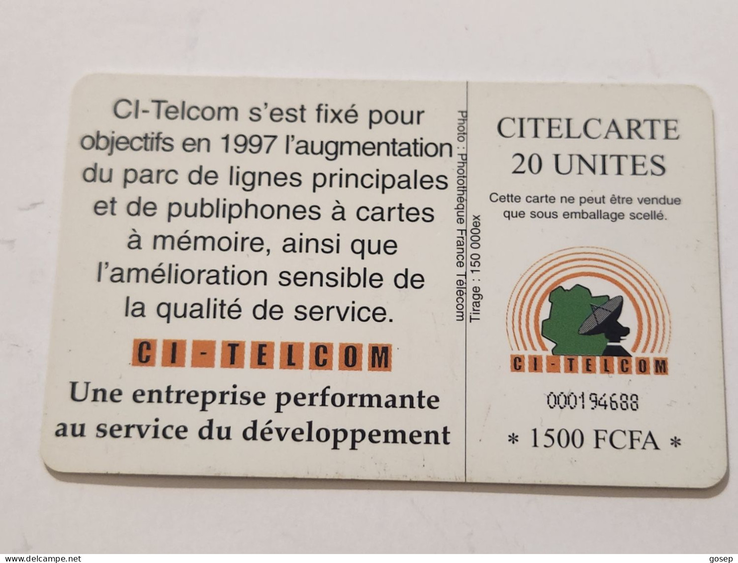 Ivory Coast-CI-CIT-0019)-telephone Nous-(40)-(20units)-(000247090)-(tirage-150.000)-used Card+1card Prepiad Free - Ivory Coast